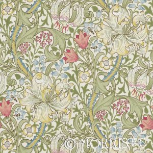 Morris & Co Tapet Golden Lily Green/Red
