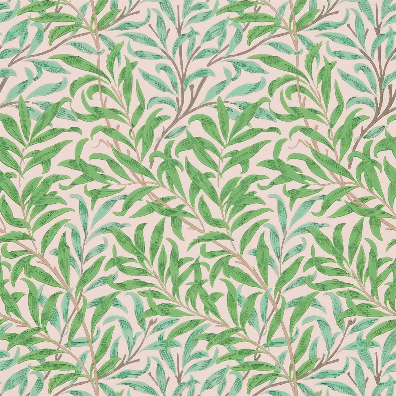 William Morris tapet Pure Willow Bough Pink Leaf green