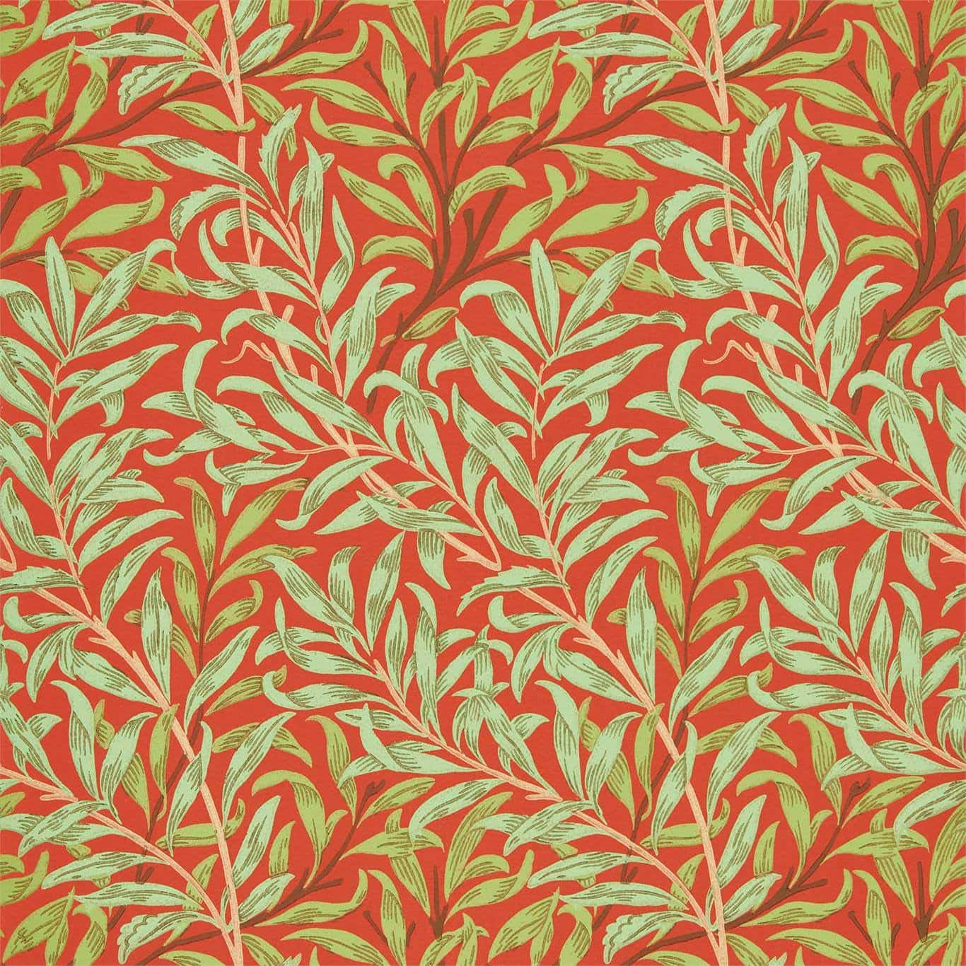 William Morris tapet Pure Willow Bough Tomato Olive green